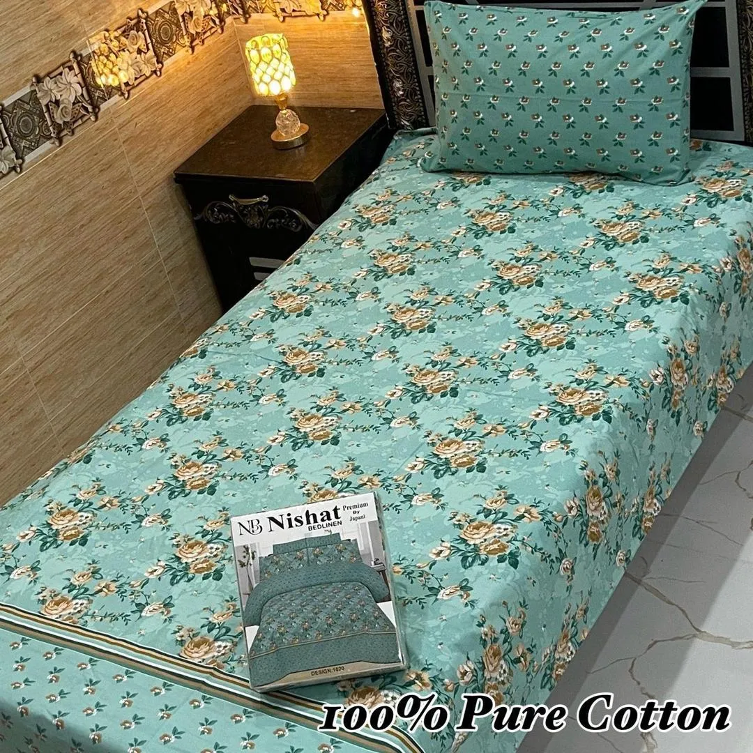 4 Pcs Cotton Printed Single Bedsheet