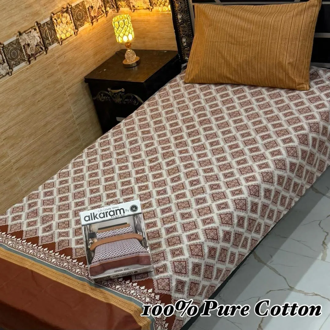 4 Pcs Cotton Printed Single Bedsheet