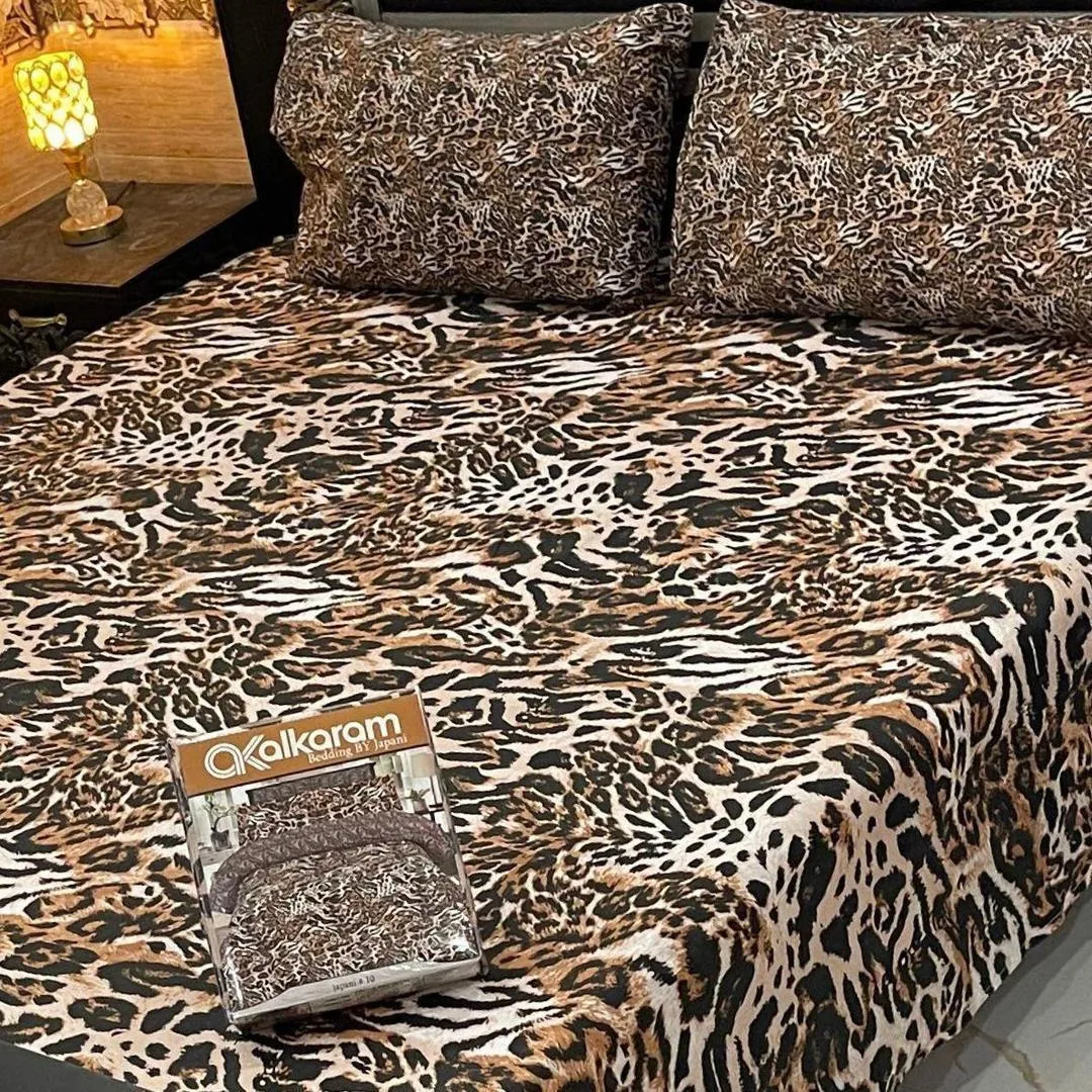 3 Pcs Cotton Salonica Printed Double Bedsheet