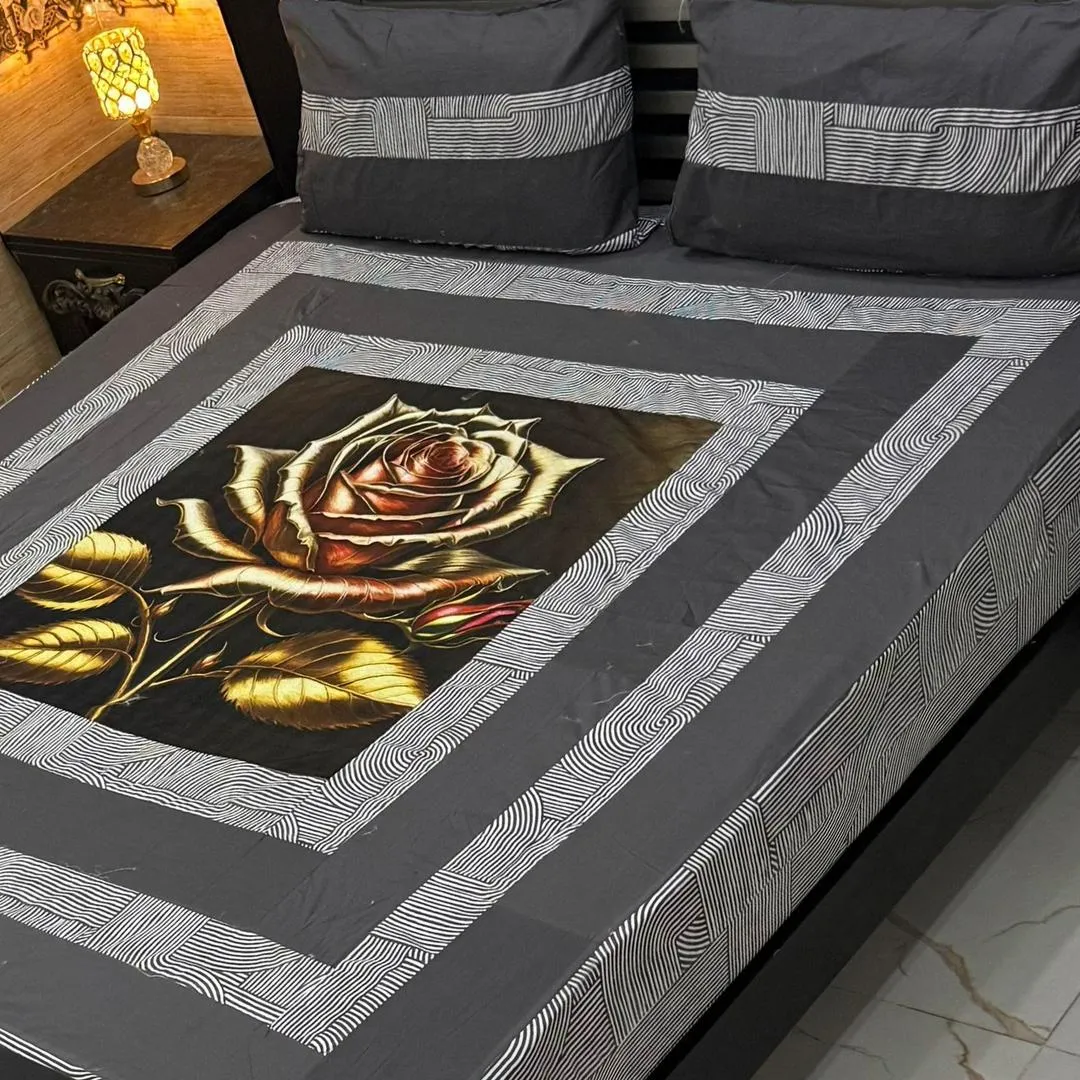 3 Pcs Cotton Patchwork Double Bedsheet