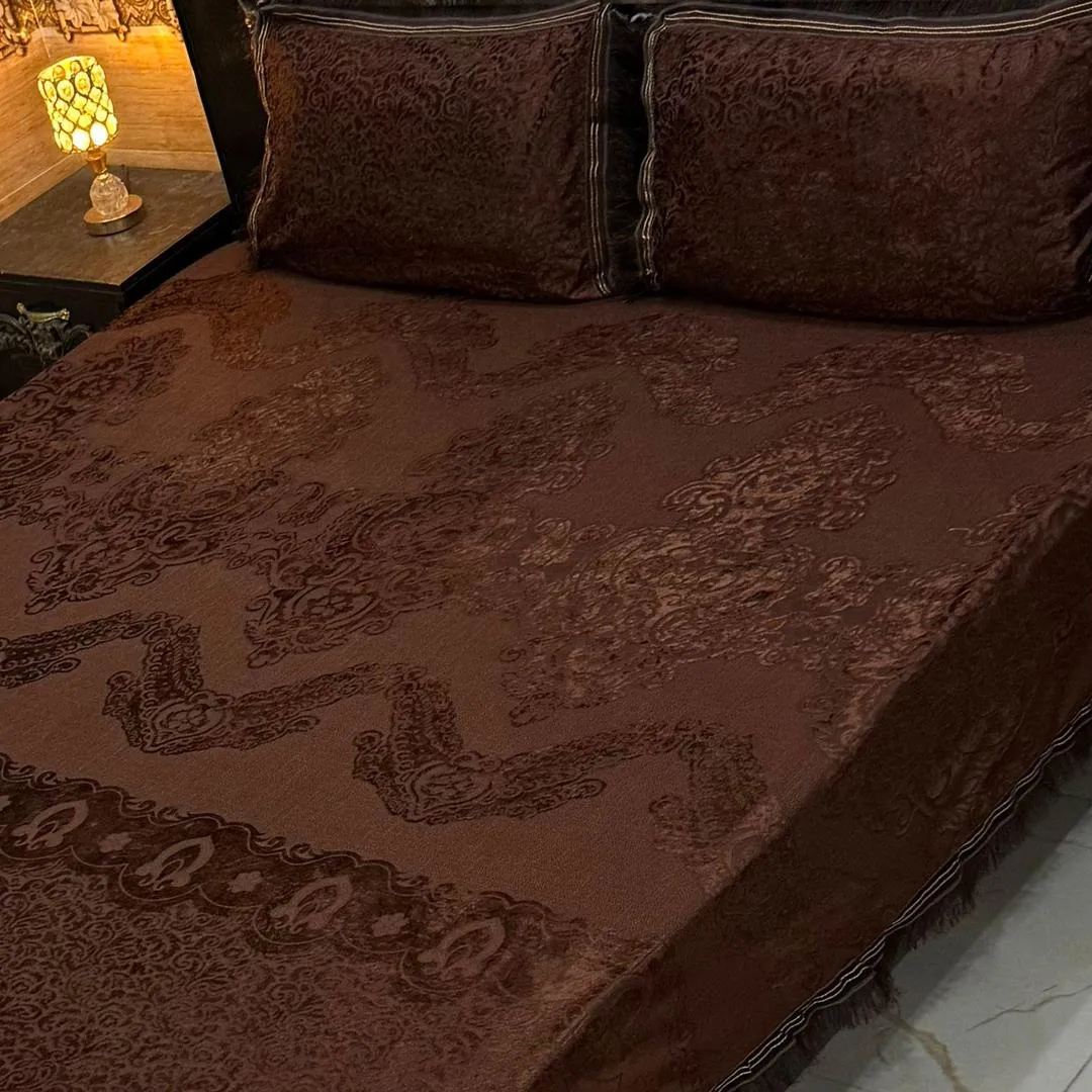 3 Pcs Palachi Embossed Double Bedsheet