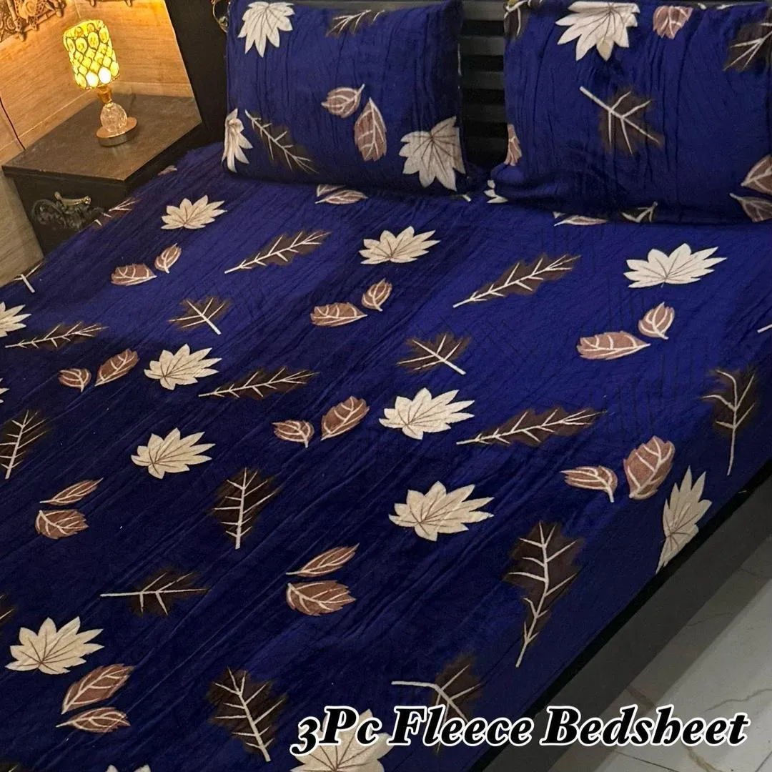 3 Pcs Fleece Printed Double Bedsheet