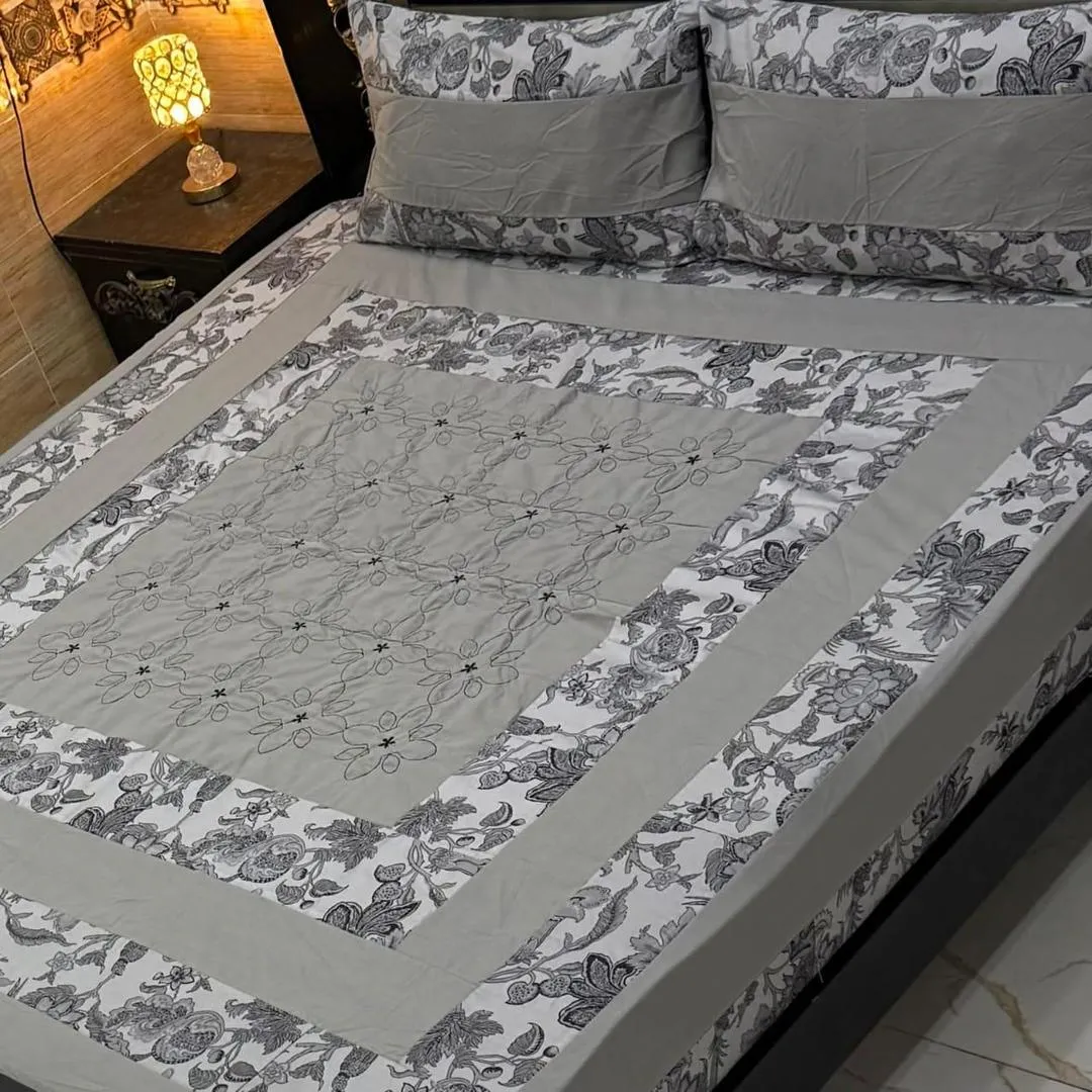 3 Pcs Cotton Sotton Patchwork Double Bedsheet