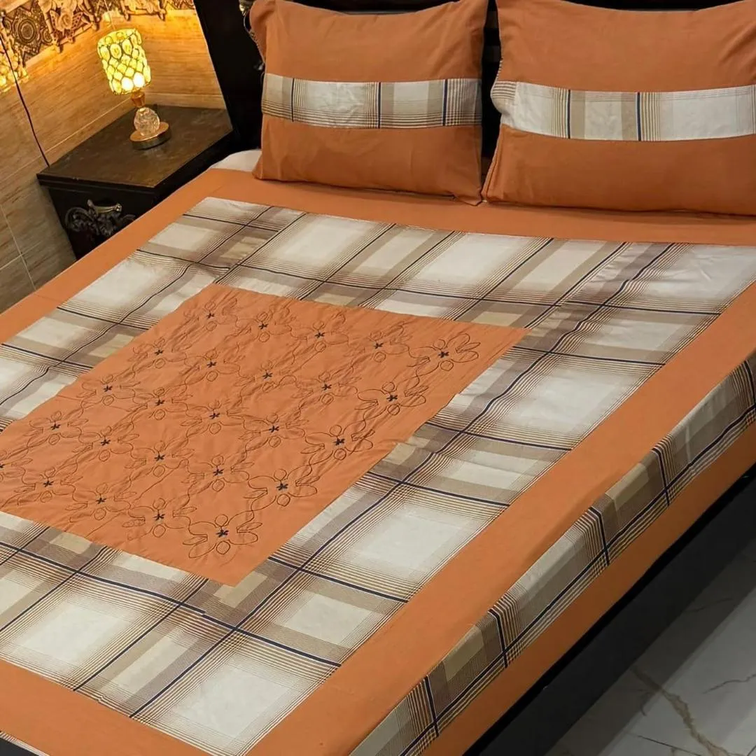 3 Pcs Cotton Sotton Patchwork Double Bedsheet