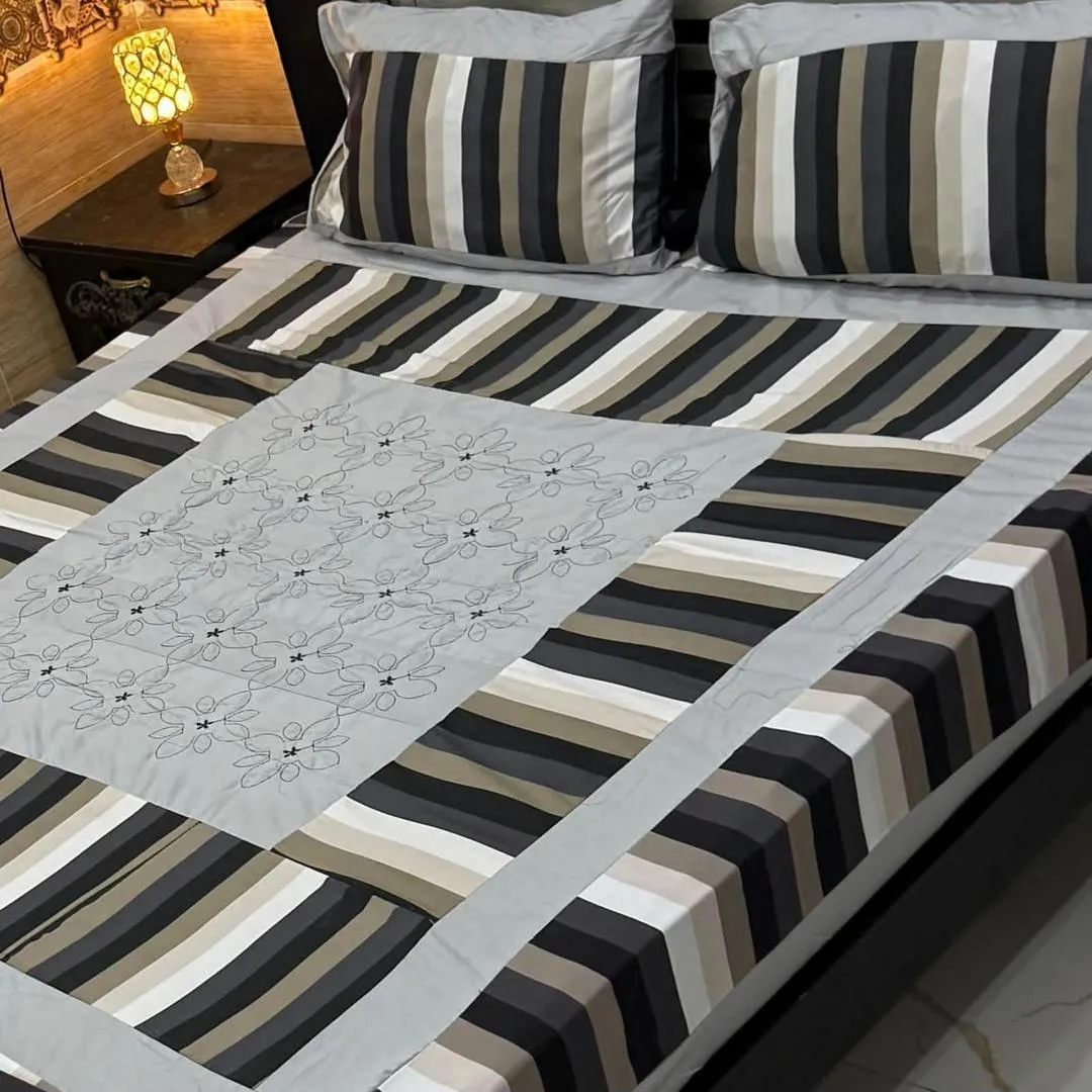 3 Pcs Cotton Sotton Patchwork Double Bedsheet