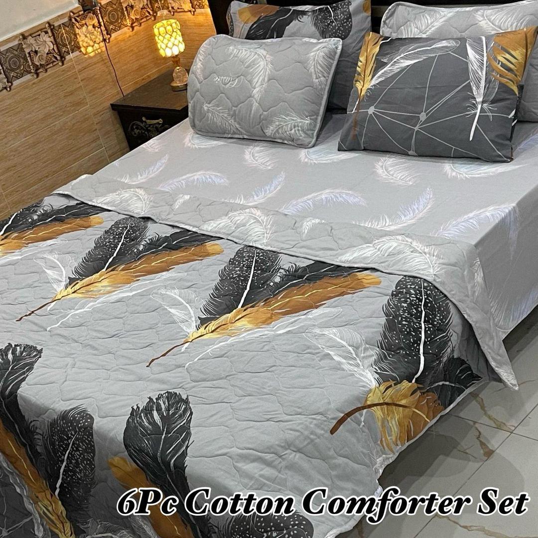 6 Pcs Cotton Printed Comforter Set