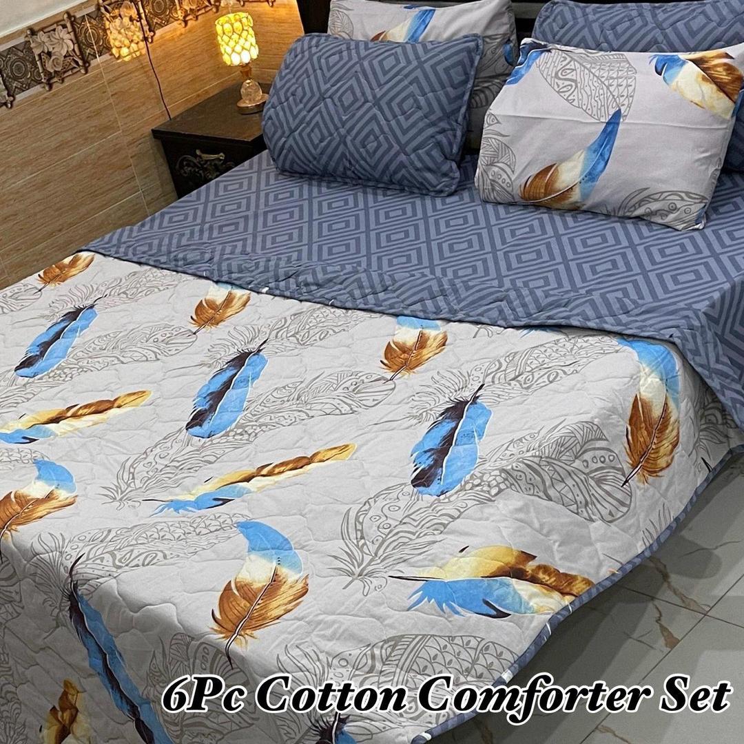 6 Pcs Cotton Printed Comforter Set