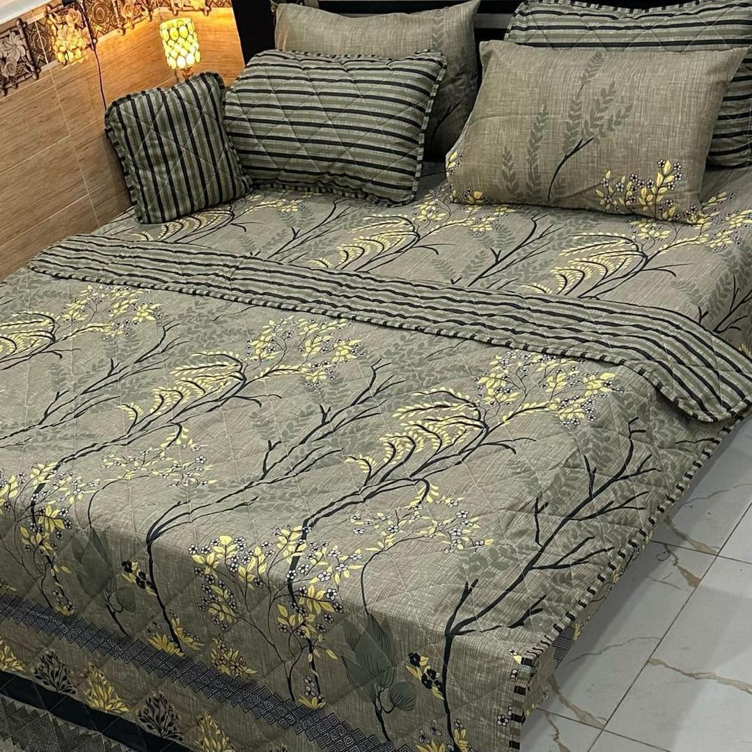 7 Pcs Cotton Salonica Printed Comforter Set