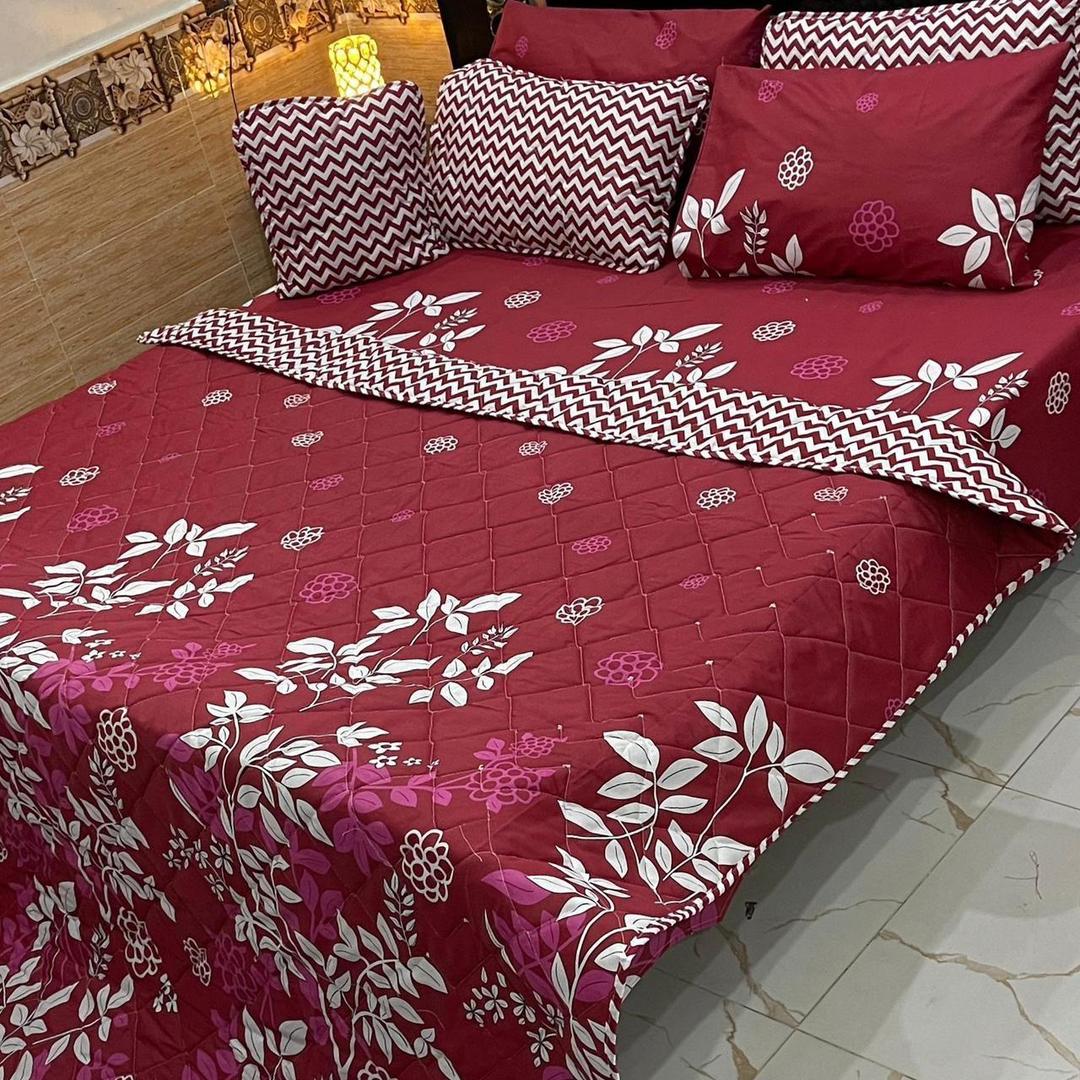 7 Pcs Cotton Salonica Printed Comforter Set