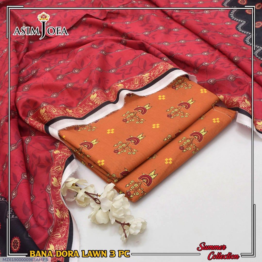 3 Pcs Women's Unstitched Digital Print Suit