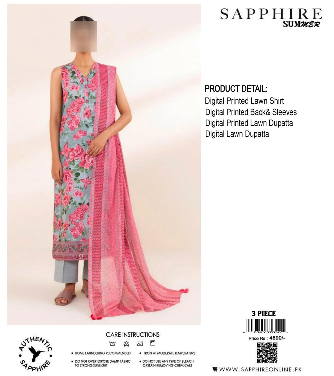 3 Pcs Women's Unstitched Digital Print Suit