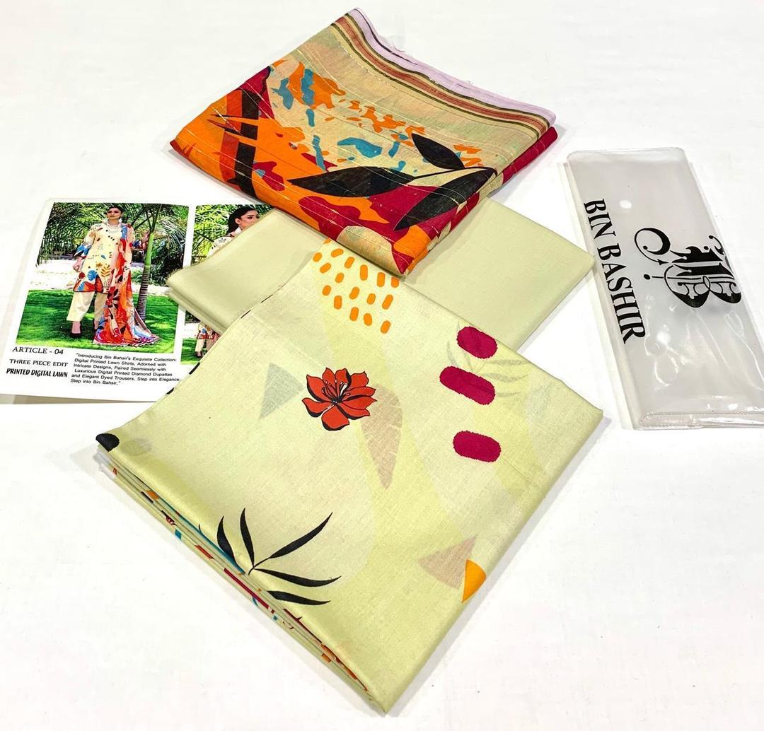 3 Pcs Women's Unstitched Digital Print Suit