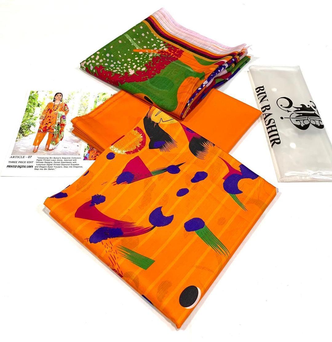 3 Pcs Women's Unstitched Digital Print Suit