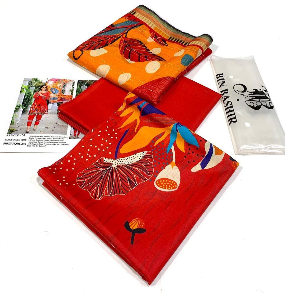 3 Pcs Women's Unstitched Digital Print Suit