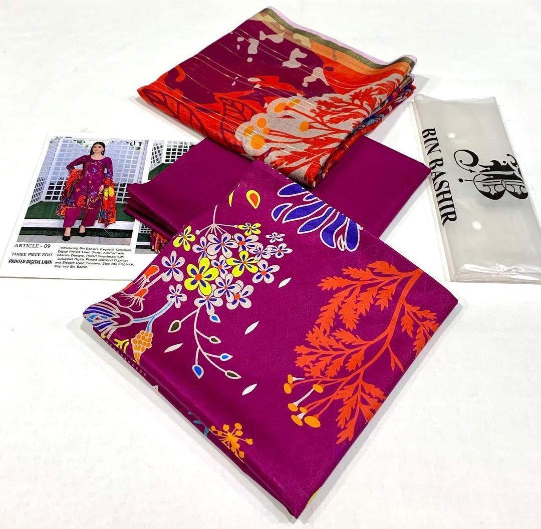 3 Pcs Women's Unstitched Digital Print Suit