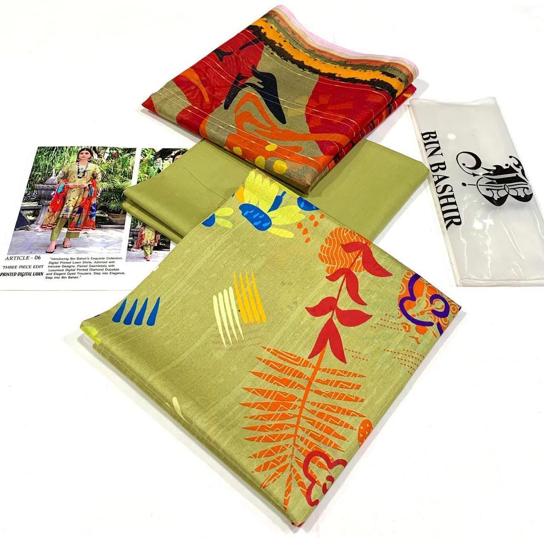 3 Pcs Women's Unstitched Digital Print Suit