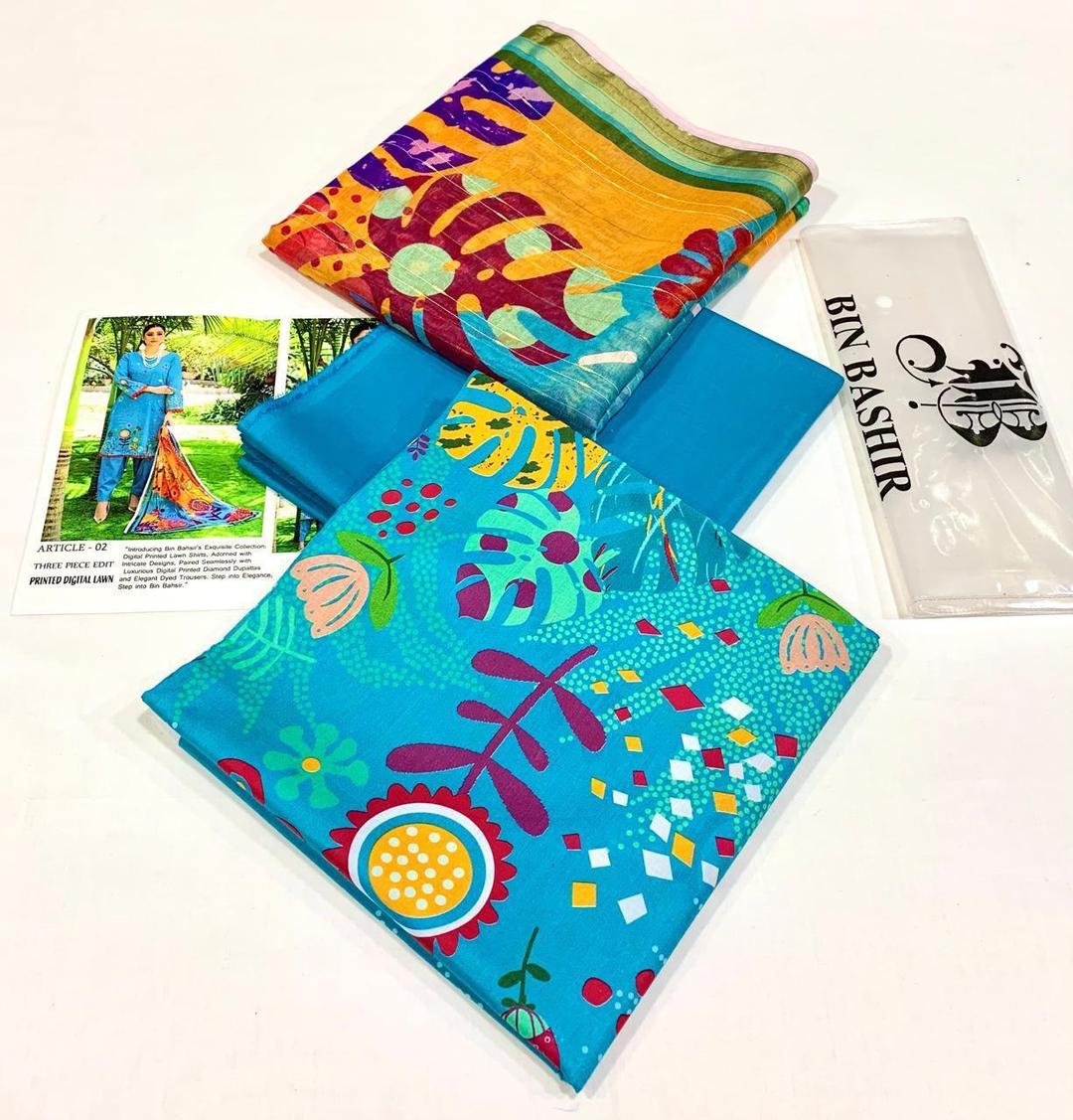 3 Pcs Women's Unstitched Digital Print Suit