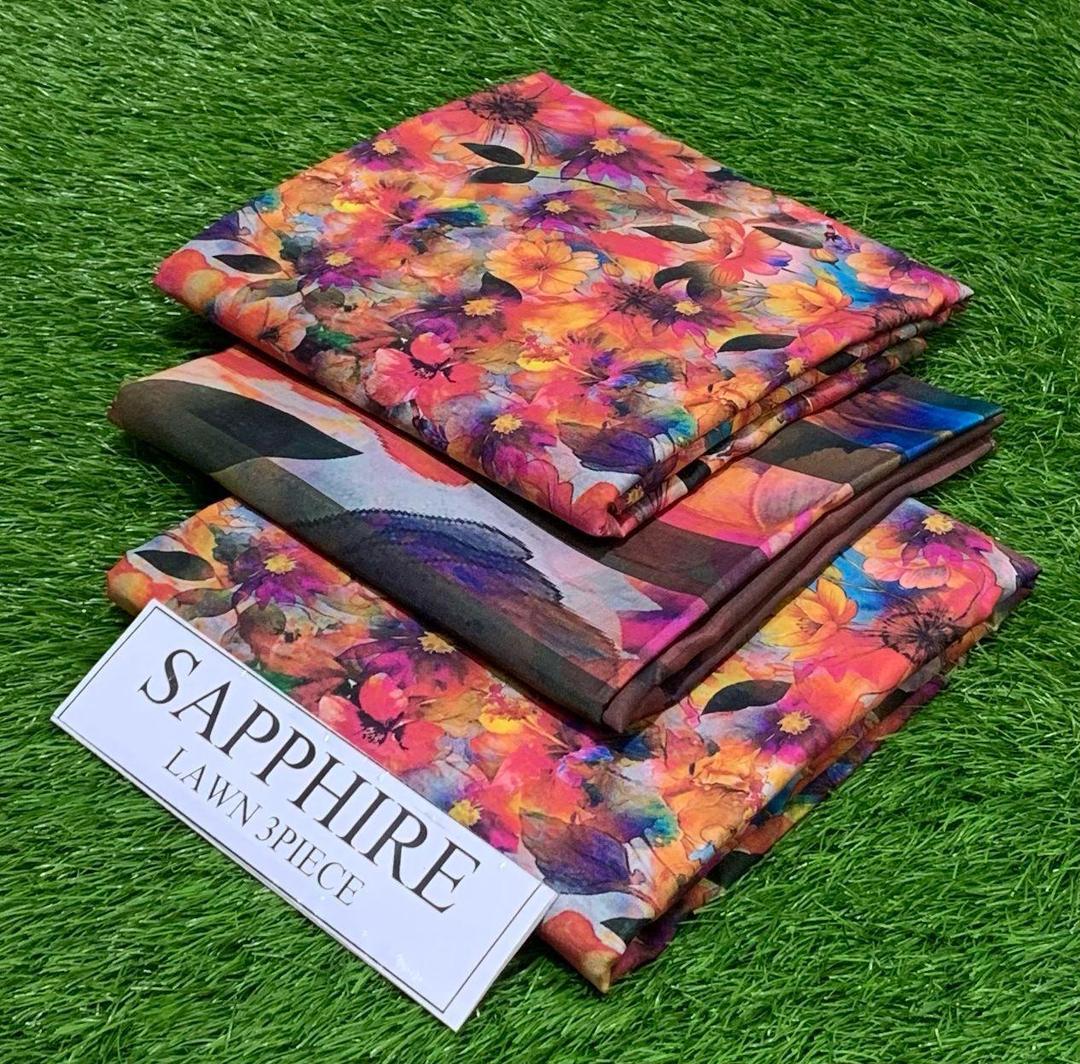 3 Pcs Women's Unstitched Digital Print Suit