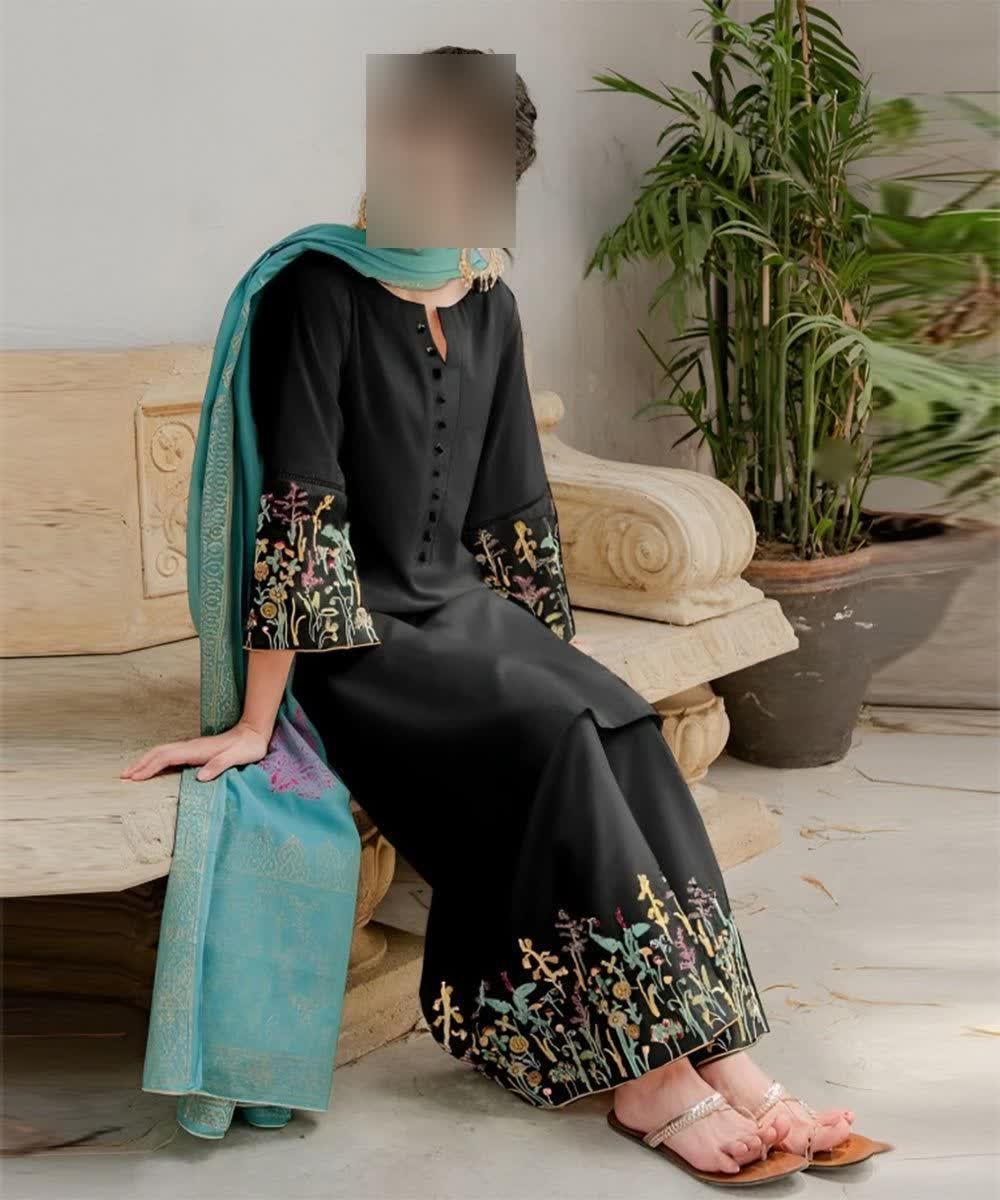 3 Pcs Women's Unstitched Embroidered Suit