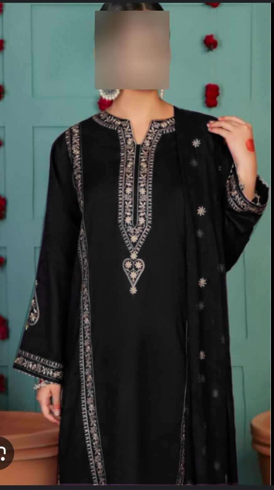 3 Pcs Women's Unstitched Embroidered Suit