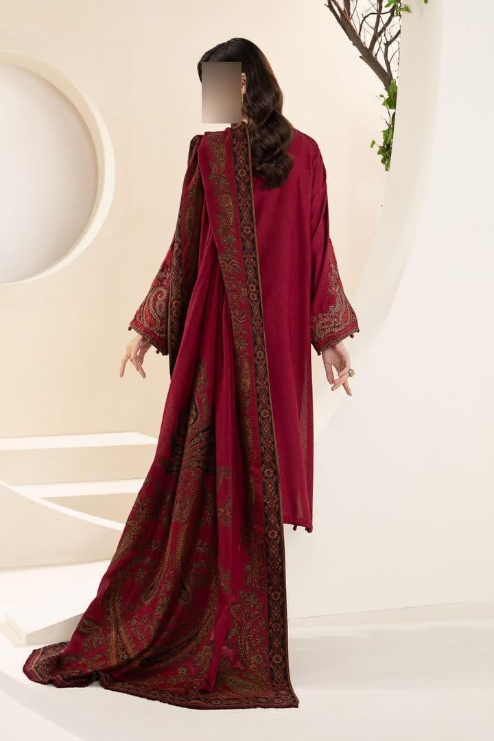 3 Pcs Women's Unstitched Embroidered Suit