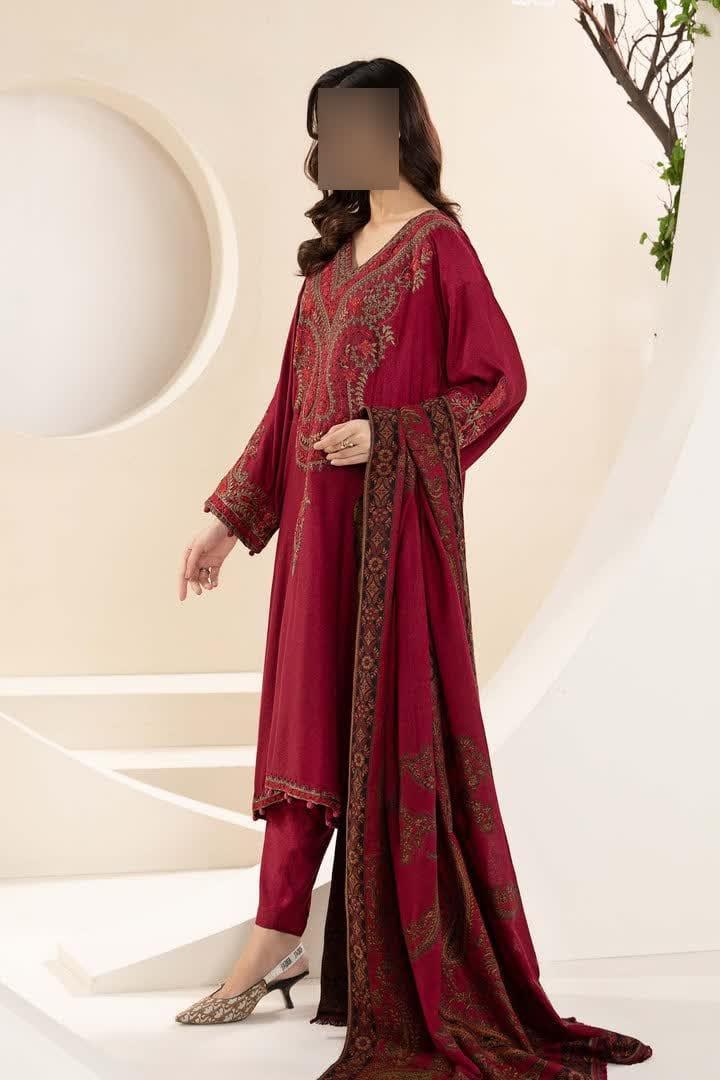 3 Pcs Women's Unstitched Embroidered Suit