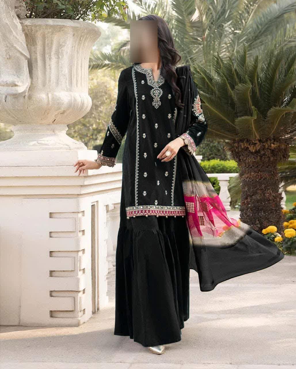 3 Pcs Women's Unstitched Embroidered Suit