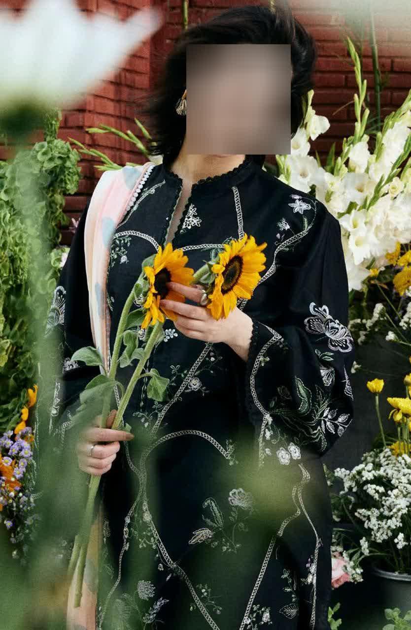 Black Embroidered 3 Pcs Women Suit Eid Wedding