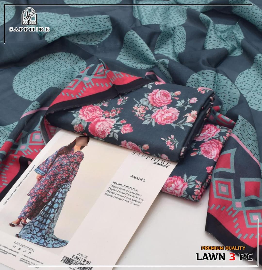 3 Pcs Women's Unstitched Digital Print Suit