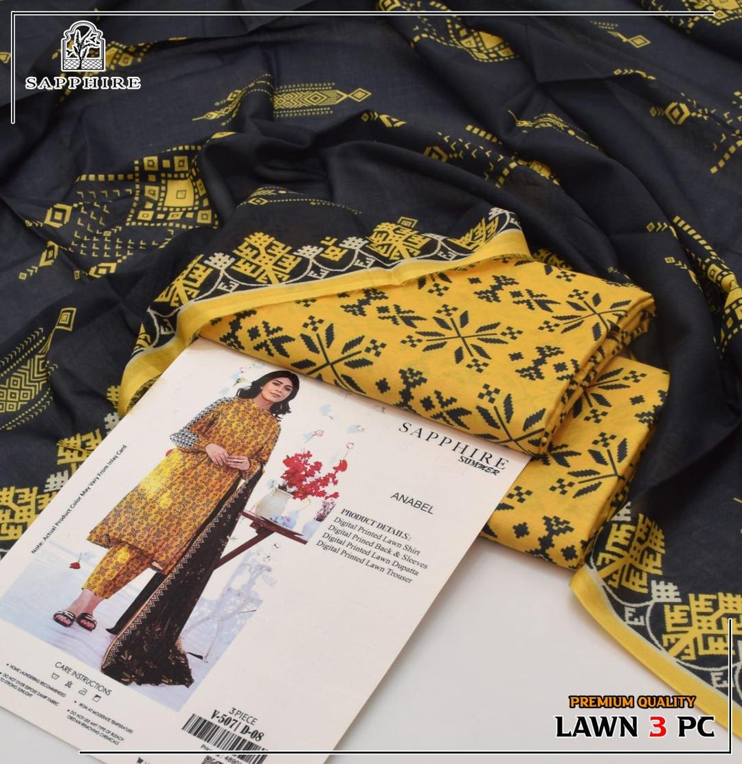 3 Pcs Women's Unstitched Digital Print Suit