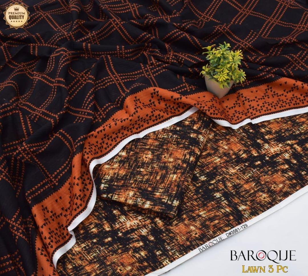 3 Pcs Women's Unstitched Digital Print Suit