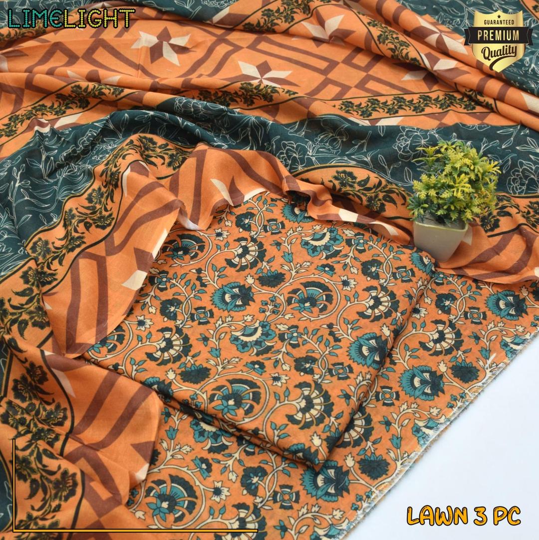 3 Pcs Women's Unstitched Digital Print Suit