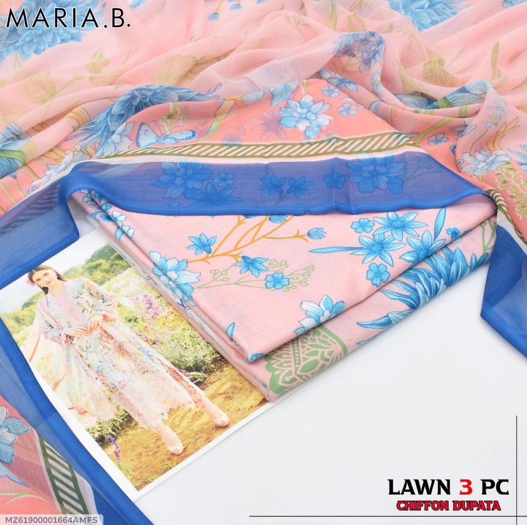 3 Pcs Women's Unstitched Digital Print Suit