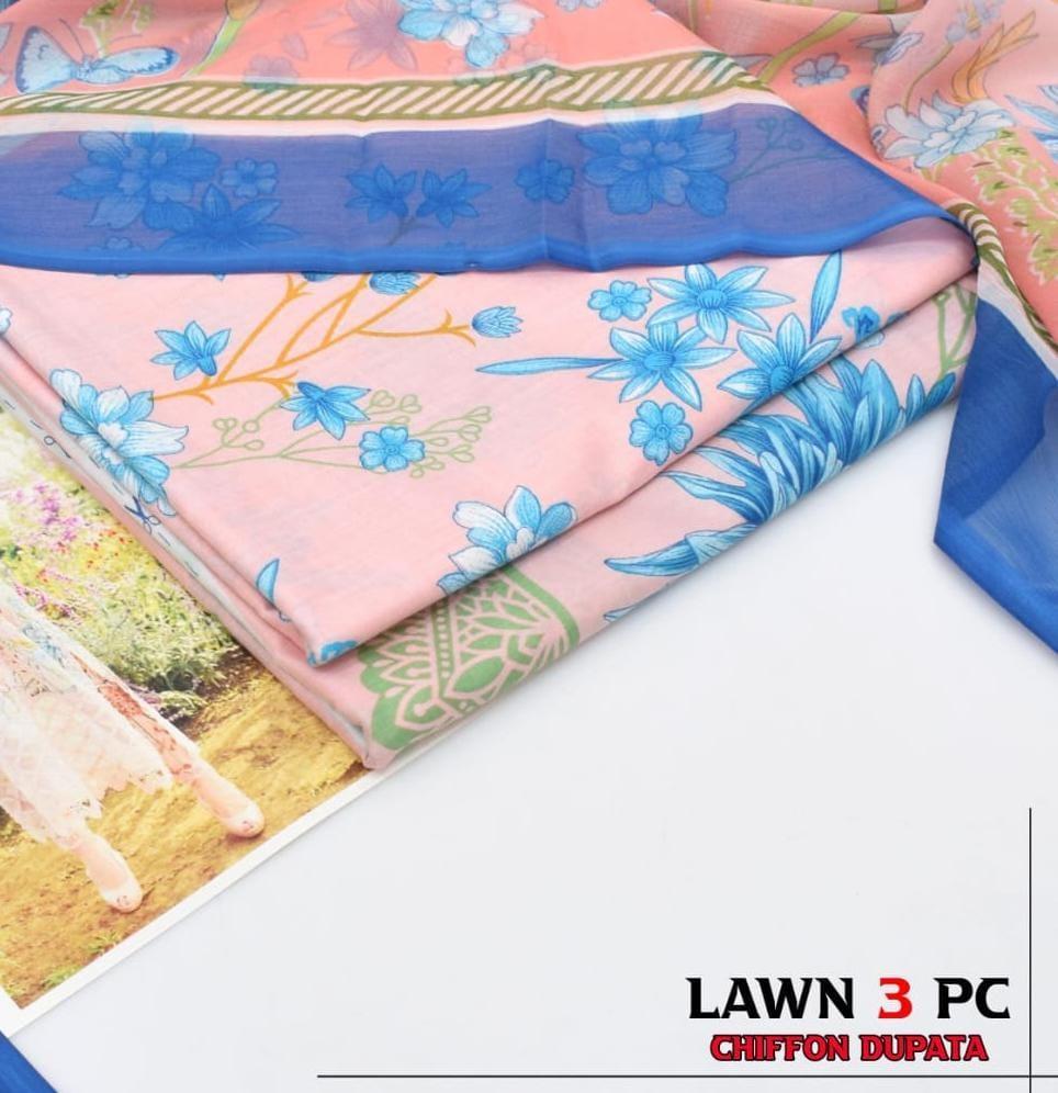 3 Pcs Women's Unstitched Digital Print Suit