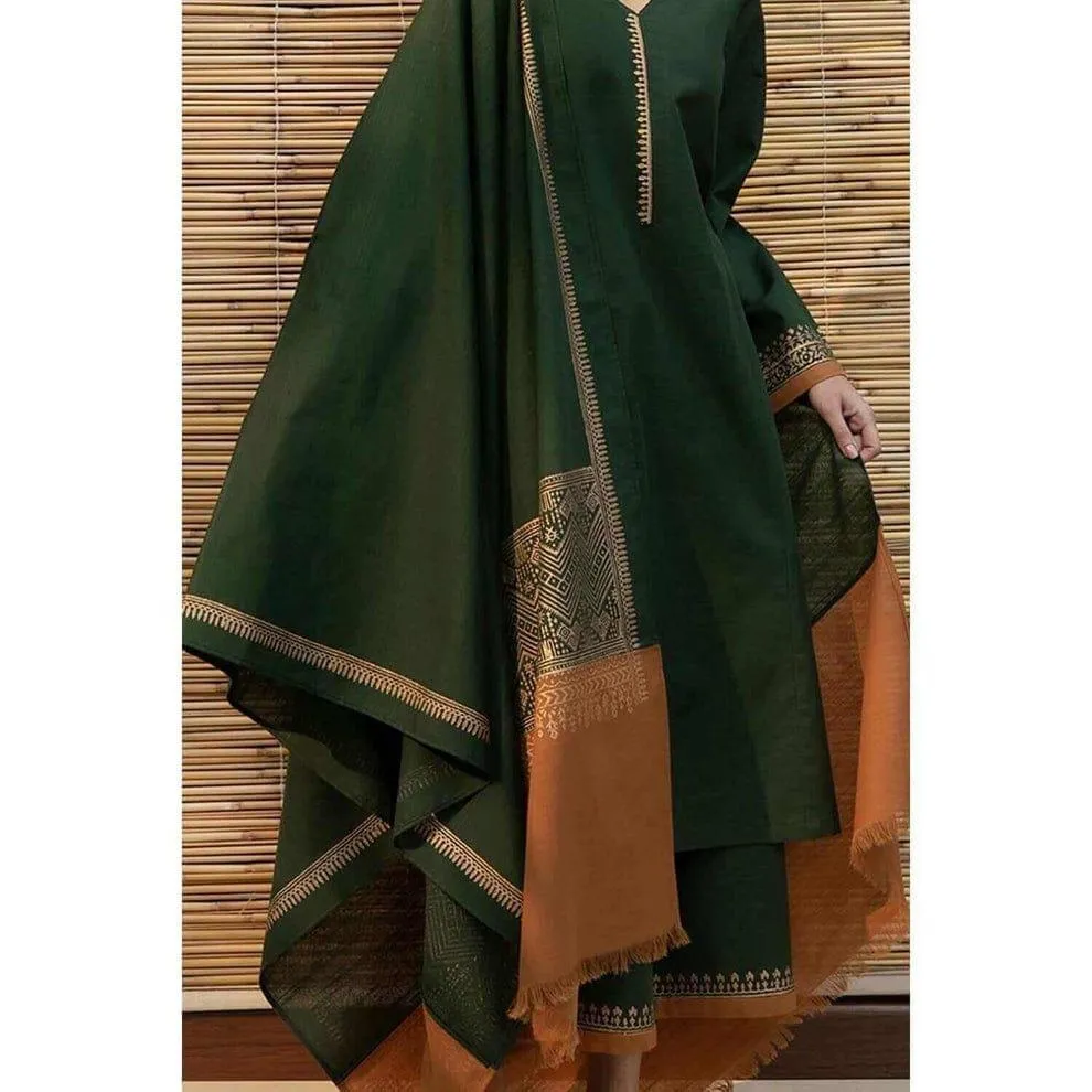 3 Pcs Women's Unstitched Embroidered Suit