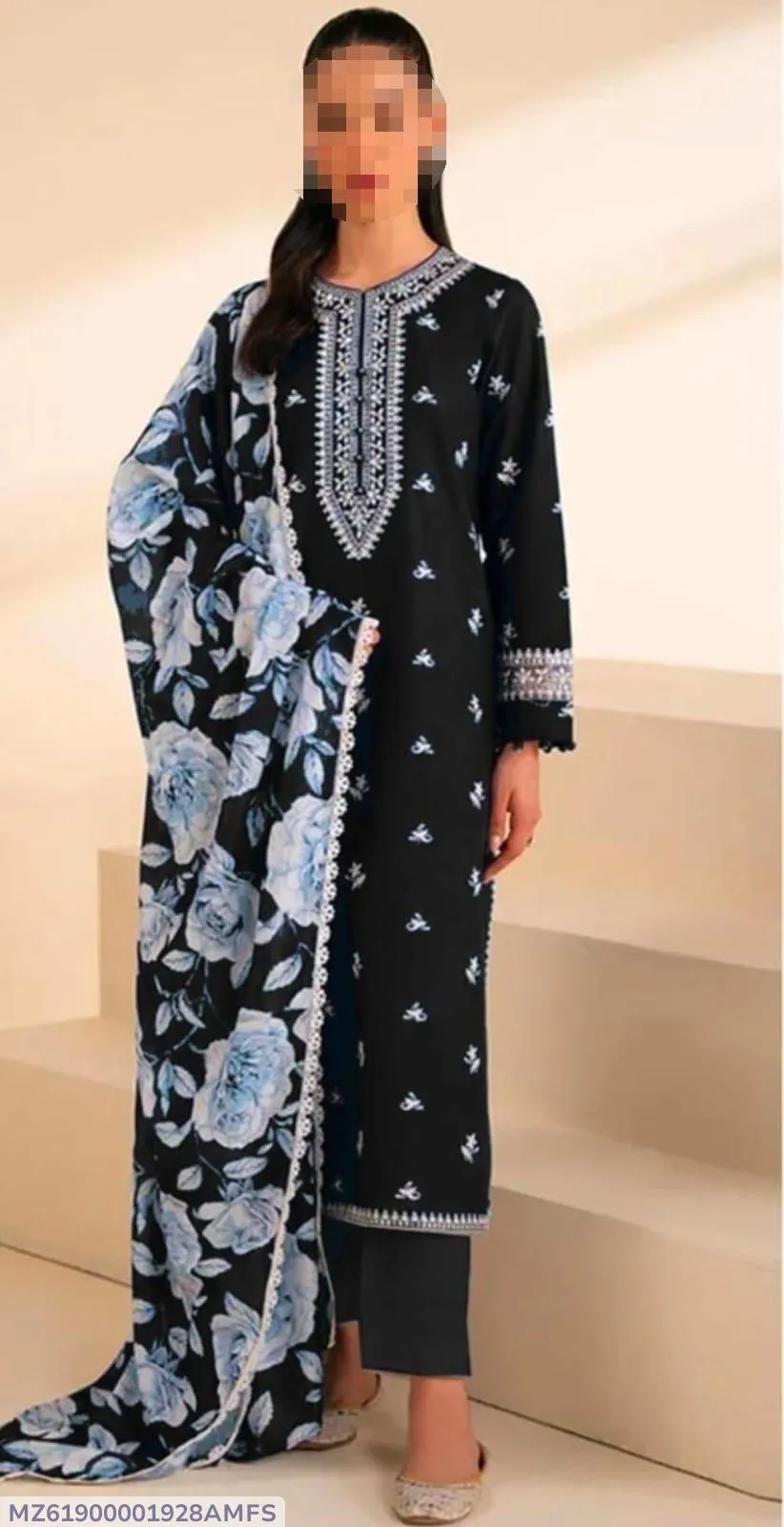 3 Pcs Women's Unstitched Embroidered Suit