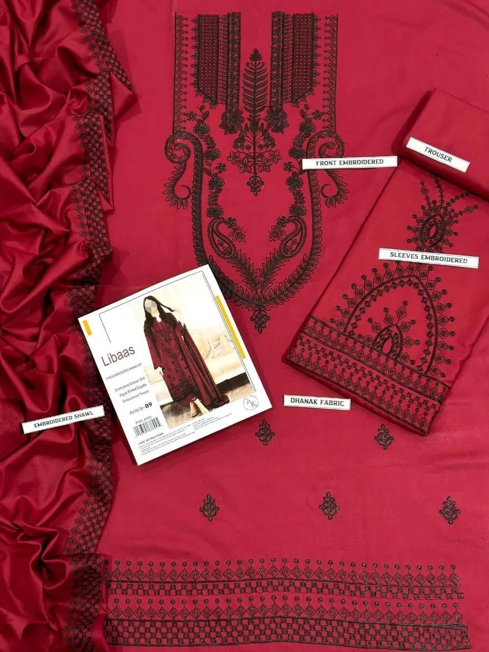 3 Pcs Women's Unstitched Embroidered Suit