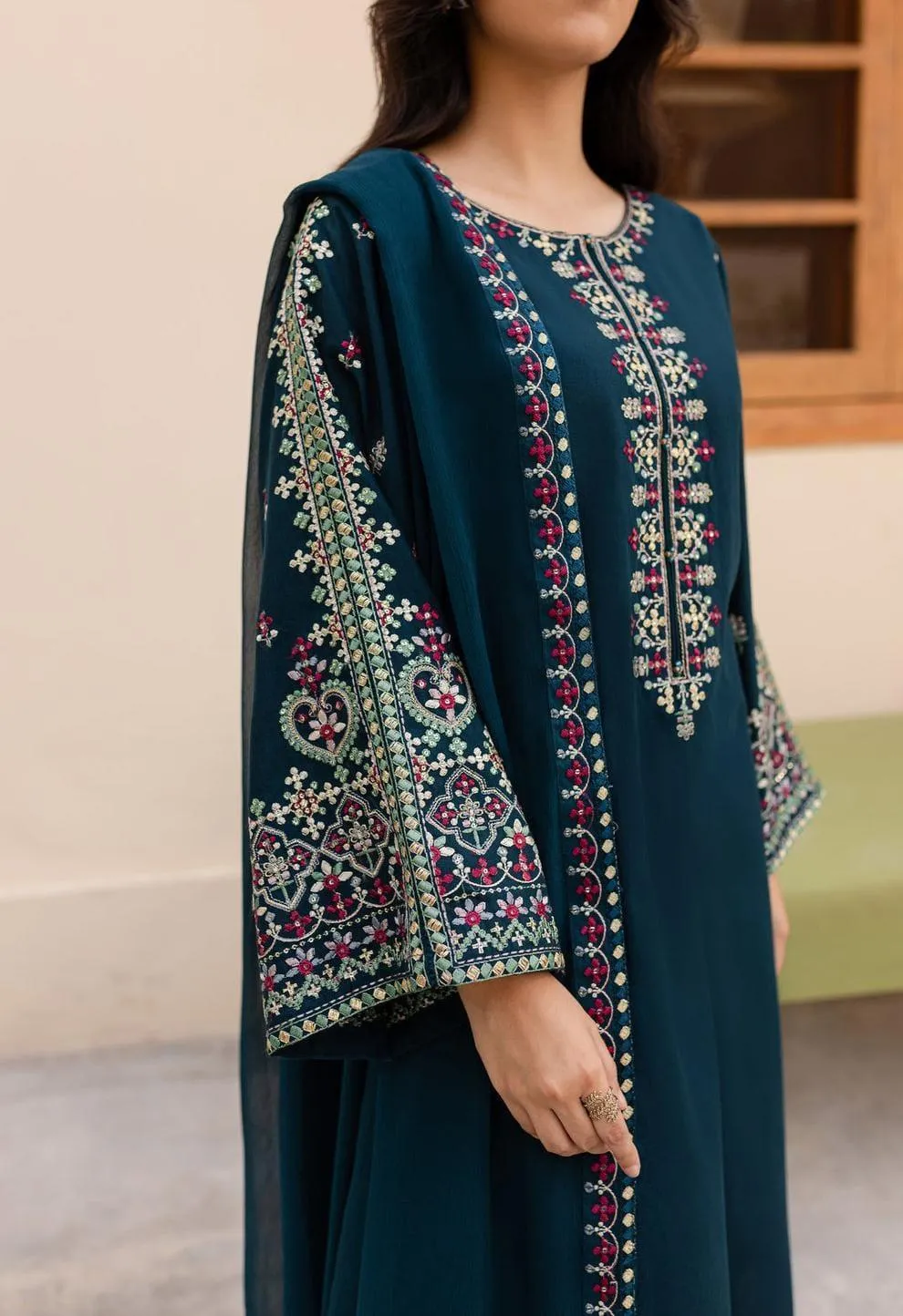 3 Pcs Women's Unstitched Embroidered Suit