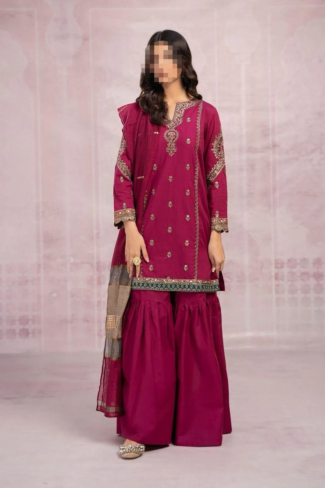 3 Pcs Women's Unstitched Embroidered Suit
