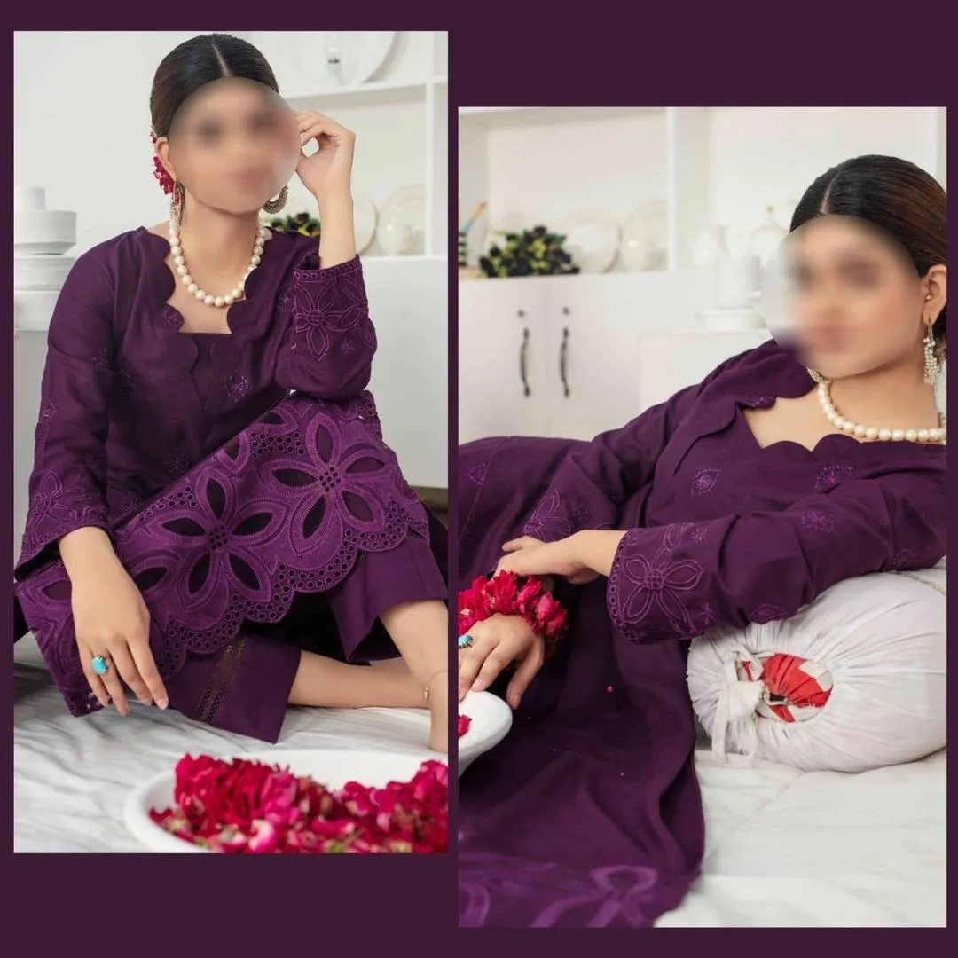 3 Pcs Women's Unstitched Chikankari Embroidered Suit