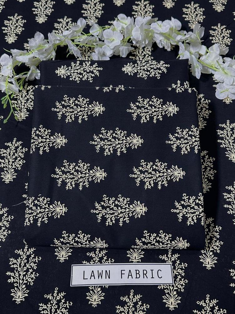 2 Pcs Women's Unstitched Lawn 3-D Block Printed Suit