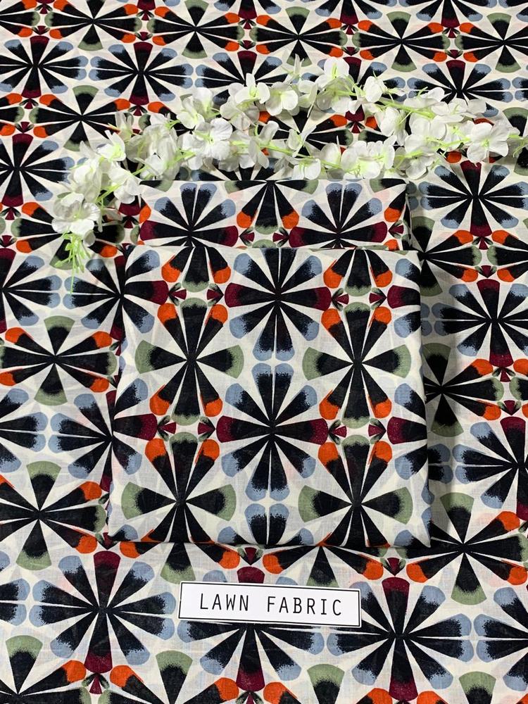 2 Pcs Women's Unstitched Lawn 3-D Block Printed Suit