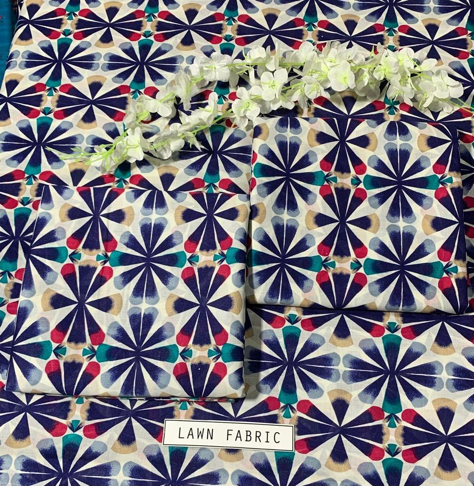 2 Pcs Women's Unstitched Lawn 3-D Block Printed Suit