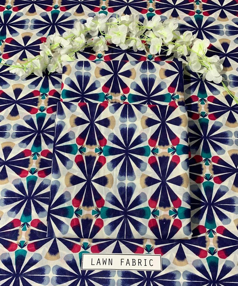 2 Pcs Women's Unstitched Lawn 3-D Block Printed Suit