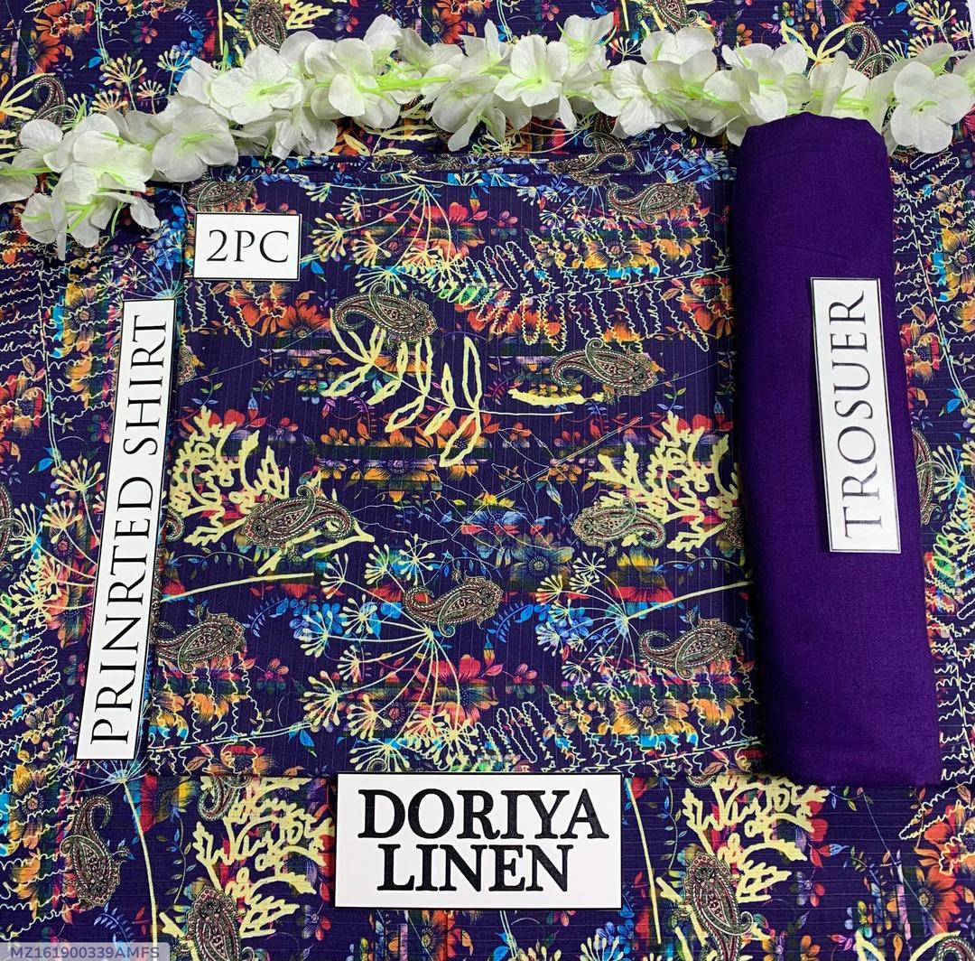 2 Pcs Women's Unstitched Linen Digital Print Suit