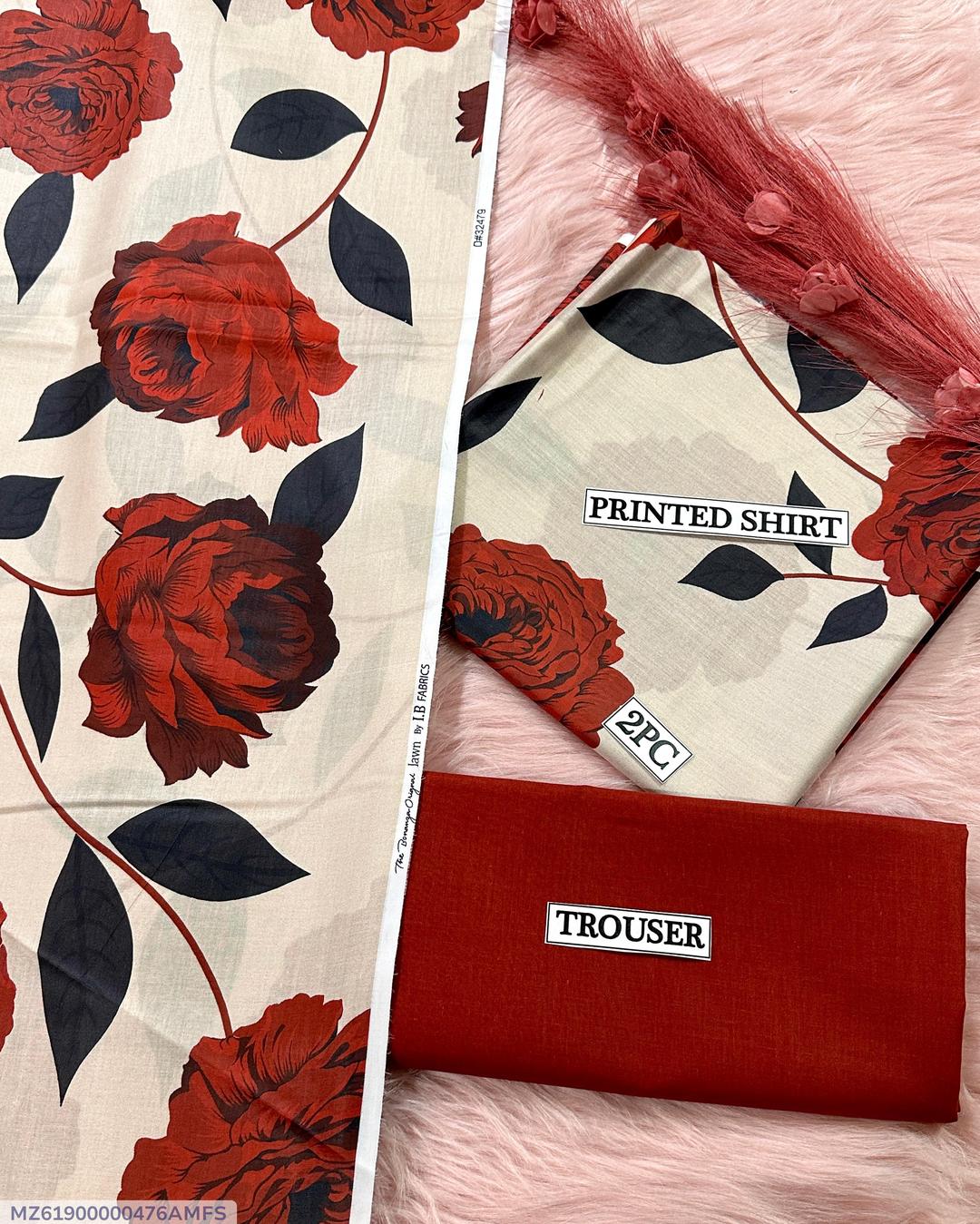 2 Pcs Women's Unstitched Digital Print Suit