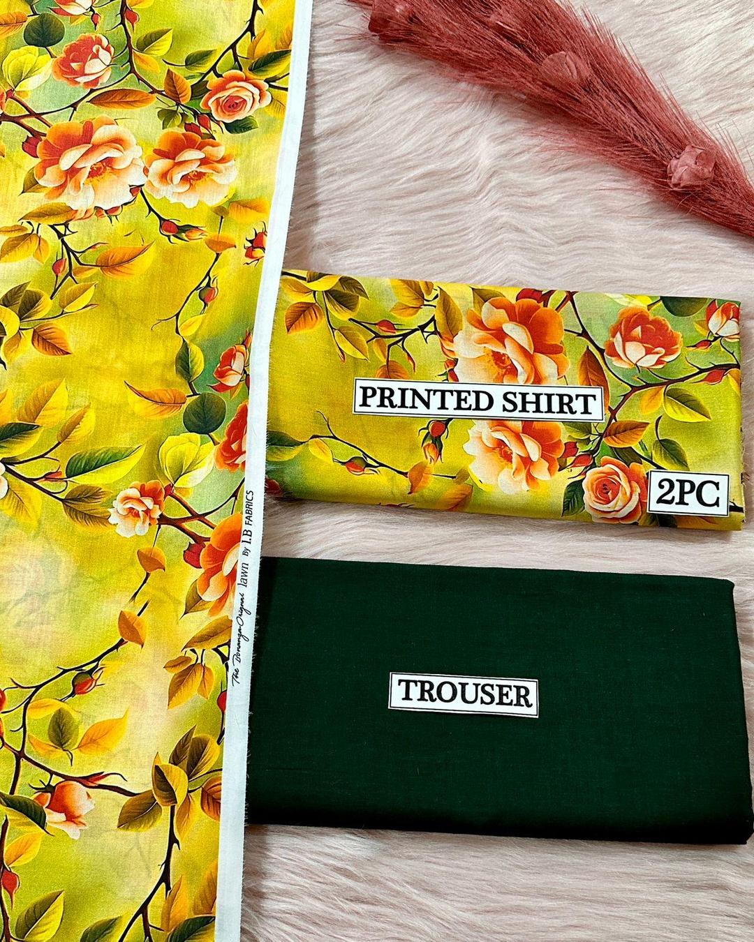 2 Pcs Women's Unstitched Digital Print Suit