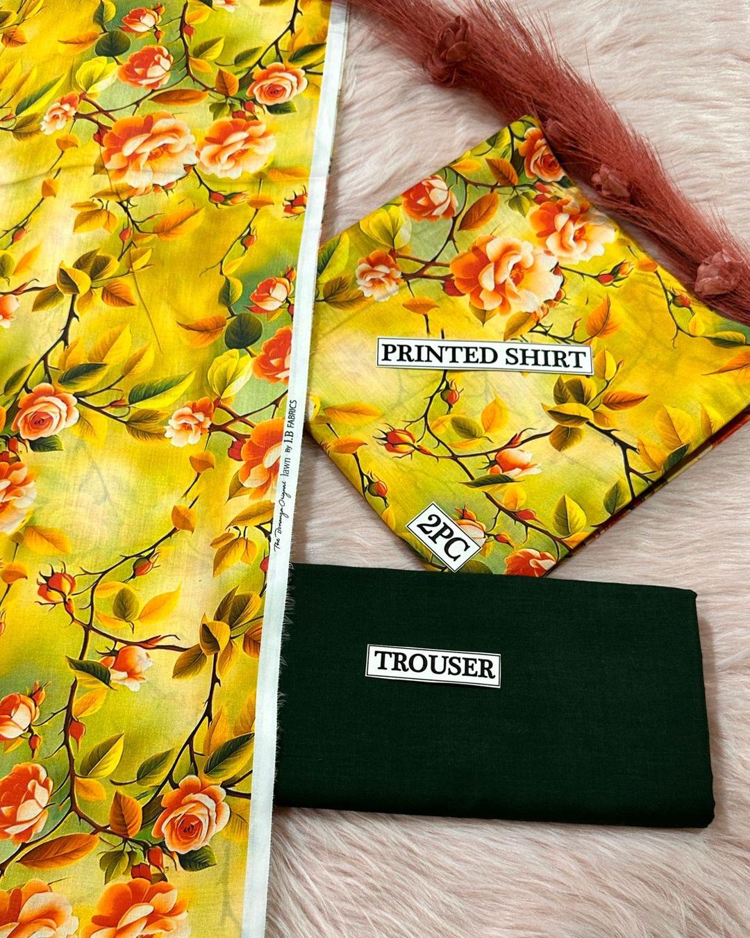 2 Pcs Women's Unstitched Digital Print Suit