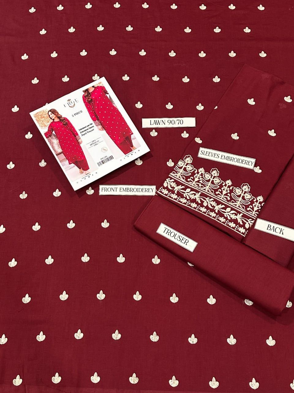 2 Pcs Women's Unstitched Embroidered Suit
