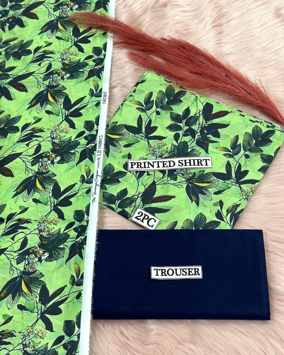 2 Pcs Women's Unstitched Digital Print Suit